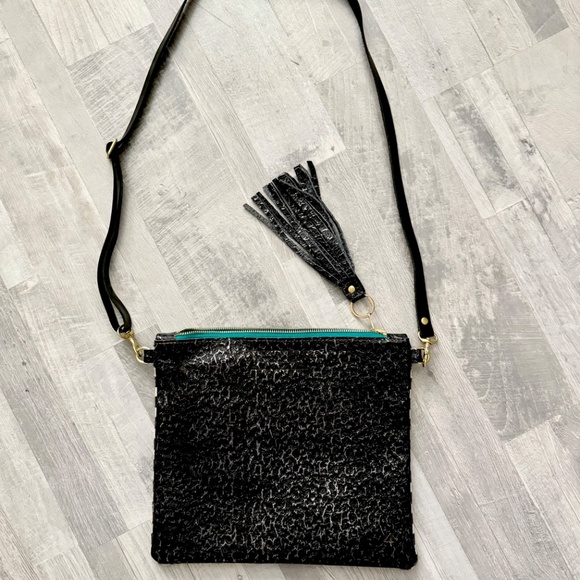 BuxieJo Checker Cow-hair/Cowhide Crossbody Bag - Picture 2 of 5